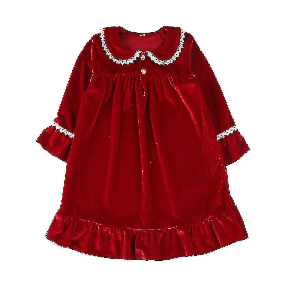 Girls Red Velvet Christmas Nighty Dress Pyjamas Mummy Me