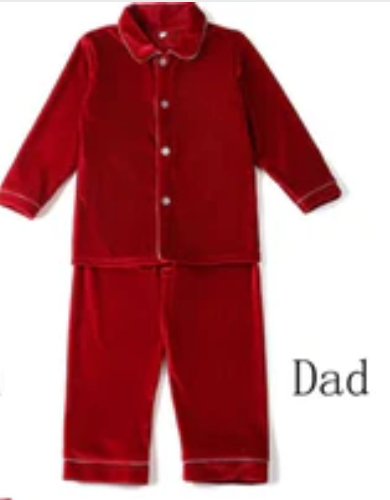 Men's Dad Red Velvet Christmas Pyjamas Set