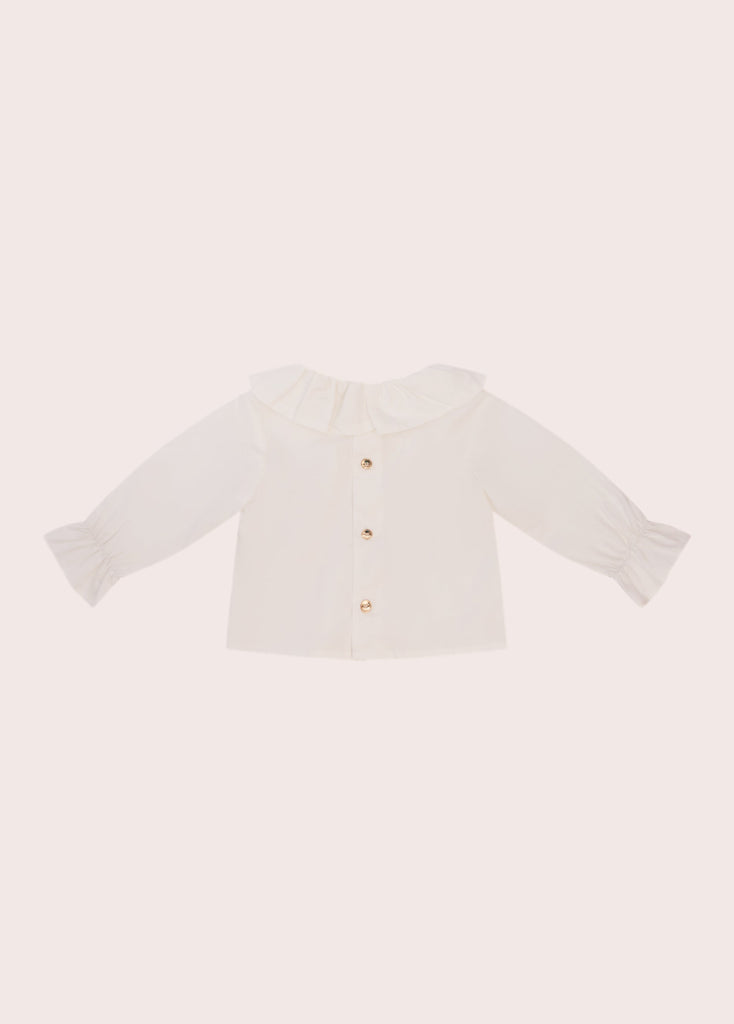 Girl's White Ruffle Blouse