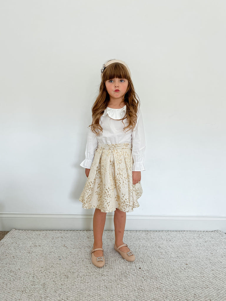 Girl's White Ruffle Blouse